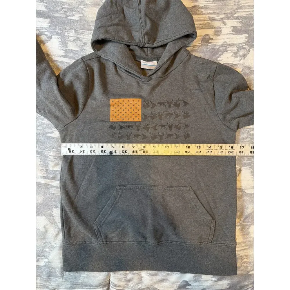 Columbia PHG Hoodie Sweatshirt Gray Hunting Patriotic Flag Youth Medium 10/12 - Picture 3 of 7